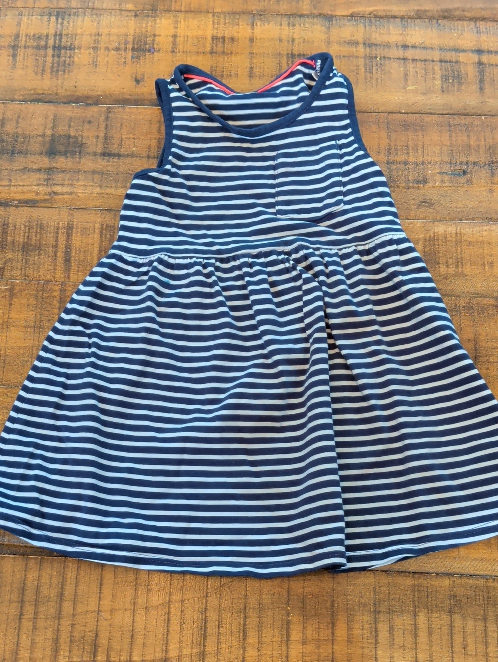M&S Navy & White Striped Sleeveless Dress 18-24m